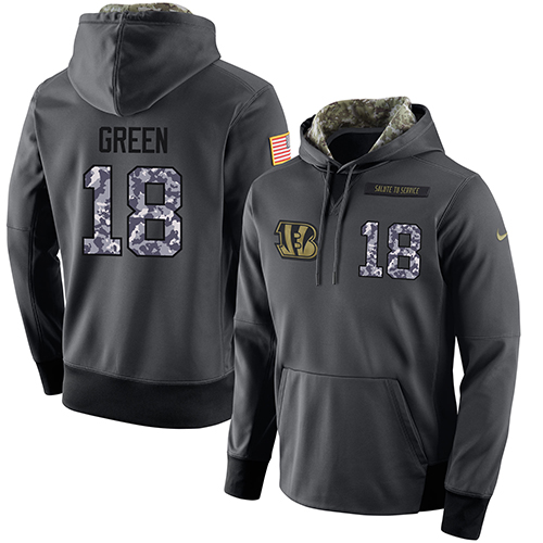 NFL Men's Nike Cincinnati Bengals #18 A.J. Green Stitched Black Anthracite Salute to Service Player Performance Hoodie - Click Image to Close